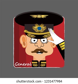 Stylized portrait of the general in full dress. Vector illustration