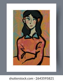 A Stylized Portrait of a Thoughtful Woman Eventually Expressing Her Emotions in Vibrant Colors