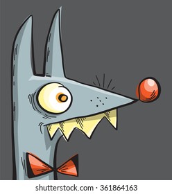 stylized portrait of wolf in a bow tie, vector, cartoon