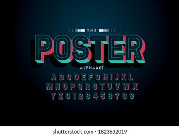 Stylized poster alphabet font vector