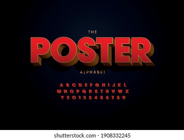 Stylized poster alphabet font vector