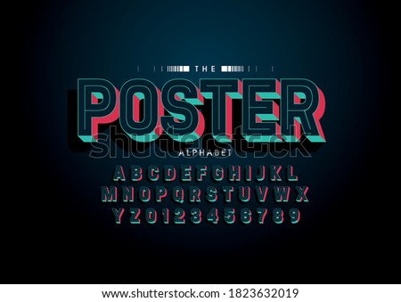 Stylized poster alphabet font vector