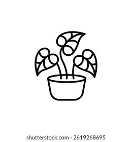 Stylized potted plant illustration in a simple line art style design