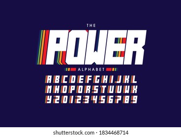 Stylized power alphabet font vector
