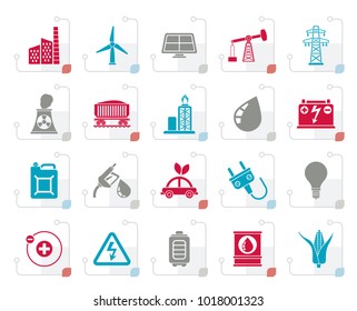 Stylized Power, energy and electricity Source icons - vector icon set