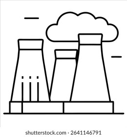 Stylized power plant in continuous line art style perfect for energy generation themed graphics eco power vector illustrations and minimal industrial concept art