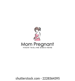 Stylized pregnant woman minimalist illustration motherhood maternity baby pink brown line art vector graphic healthcare family