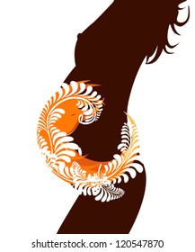 stylized pregnant woman's belly