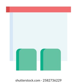 Stylized presentation day icon representing formal product launches, business meetings, and keynote presentations.