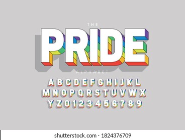 Stylized pride alphabet font vector