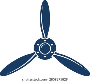 Stylized propeller design with three blades, suitable for aviation themes and backgrounds