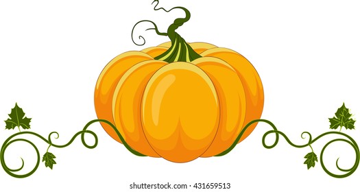 stylized pumpkin in the form of a carriage on wheels from a stem