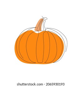 Calabaza estilizada aislada sobre fondo blanco. Icono de vector de una línea, logotipo o símbolo. Ilustración vectorial.