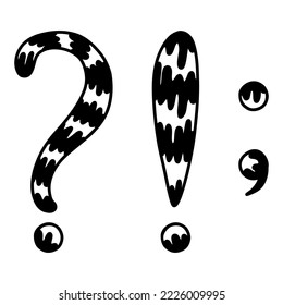 stylized punctuation marks. a question, an exclamation mark in the style of a doodle.