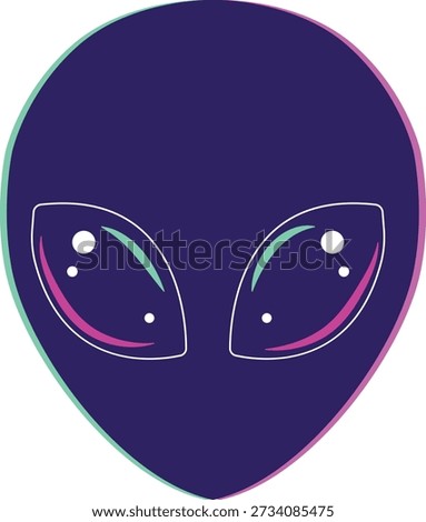 Stylized Purple Alien Head with Vibrant Neon Chromatic Aberration Outline