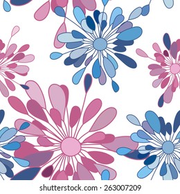 Stylized purple and blue flowers pattern