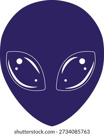 Ilustración vectorial extraterrestre púrpura estilizada de la cabeza del extraterrestre con los ojos Grandes