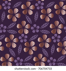 stylized purple floral vector seamless pattern illustration. luxury style elegant simple flower repeatable motif for surface design, background, wrapping paper 
