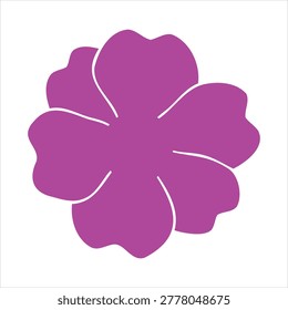 Stylized purple flower with five petals on a white graphic