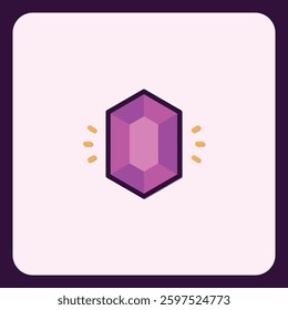 Stylized purple gemstone icon with soft highlights for digital designs