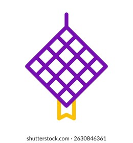 Stylized purple ketupat illustration, a traditional diamond-shaped rice cake