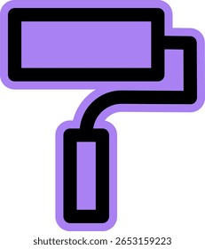 Stylized Purple Paint Roller Icon for Renovation and Creative Design Projects