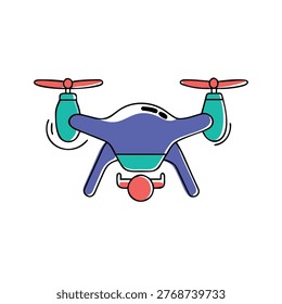 Stylized purple and teal multicopter graphic, creative photography equipment icon design.