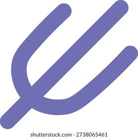 A stylized, purple tuning fork icon on a white background, representing musical pitch, acoustic resonance, sound therapy, or audio calibration.
