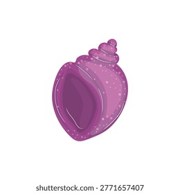 A stylized purple-pink conch seashell illustration with a smooth spiral form and glossy texture