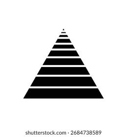 A stylized pyramid shape formed by horizontal steps leading upwards signifies ascent ambition journey growth and reaching goals.