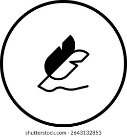 Stylized quill pen icon design representing writing and literature in circular frame