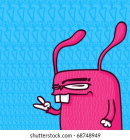 Stylized rabbit with carrots-background