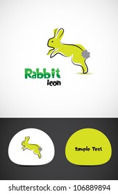 Stylized rabbit icon and business cards, EPS10 vector.