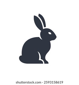 Stylized Rabbit Icon. Minimalist Bunny Logo Design. Vector Animal Illustration.