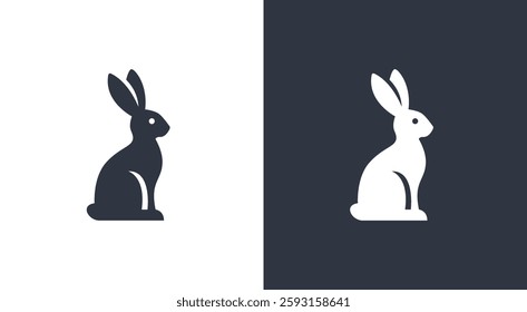Stylized Rabbit Icon. Minimalist Bunny Logo Design. Vector Animal Illustration.