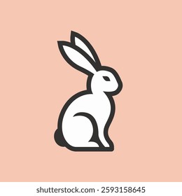 Stylized Rabbit Icon. Minimalist Bunny Logo Design. Vector Animal Illustration.