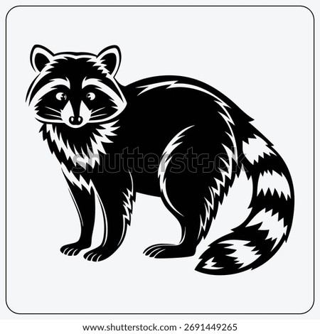 Stylized Raccoon Black Vector Icon