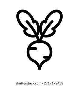Ilustração de vetor de rabanete estilizado isolado no fundo branco grande para design de conceito de comida vegan, ícone de rabanete, símbolo vegetal e conceito de alimentação saudável
