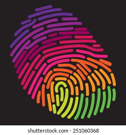 A stylized rainbow fingerprint 