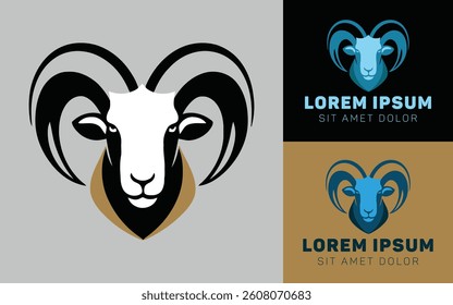 Stylized Ram Head Cartoon Icon Three Color Design