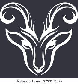 Stylized Ram Head Graphic - Modern Line Art Illustration