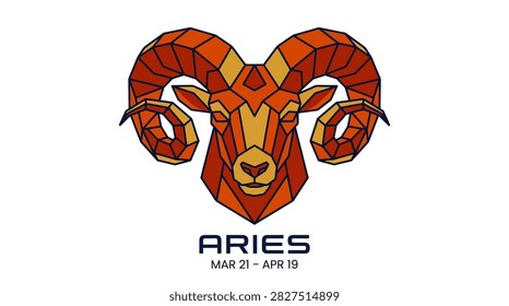 Stylized ram head representing the Aries zodiac sign in geometric low poly art.
