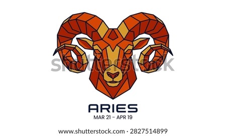 Stylized ram head representing the Aries zodiac sign in geometric low poly art.