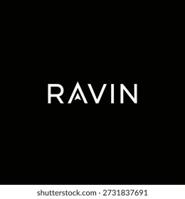 Stylized Ravin text logo on black background, modern branding element