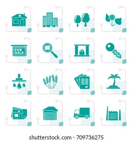 Stylized Real Estate and building icons - Vector Icon Set