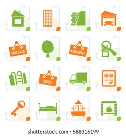 Stylized Real Estate icons - Vector Icon Set