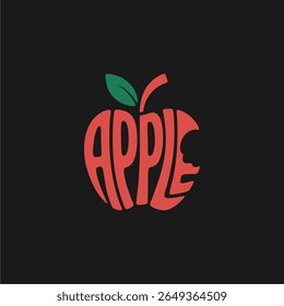 A stylized red apple with a bite taken out of it. The word "APPLE" is incorporated into the design of the fruit itself.