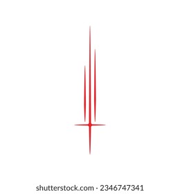 Stylized red battle sword vector logo template