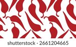 Stylized red bell pepper silhouettes forming a clean seamless pattern. Great for fabric design, culinary packaging, or organic food branding. Vector Illustration in EPS9.
