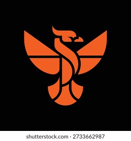 A stylized red bird logo with outstretched wings